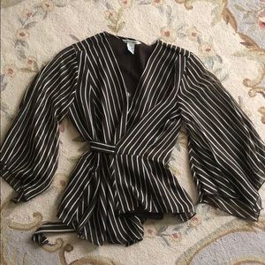 Striped silk tie blouse size S